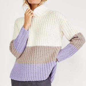 Ann Taylor Color Block turtleneck Sweater